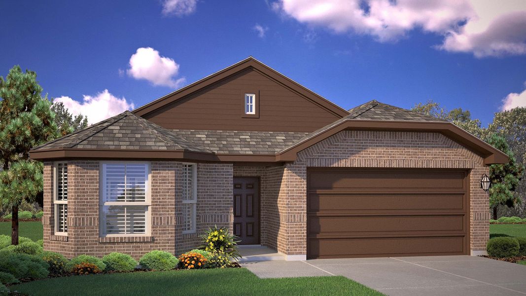 Front exterior of a new home in Homestead at Parks Bell Ranch, Odessa, TX, highlighting curb appeal (Image 2).