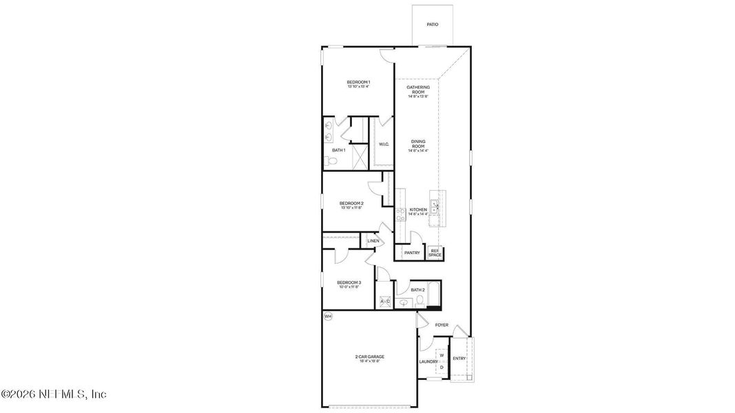 2D floor plan layout of this home in Grand Reserve, Bunnell, FL (Image 2).