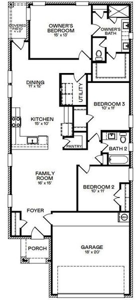 2D floor plan layout of this home in Cypress Green, Hockley, TX (Image 3). 2D floor plan layout of this home in Cypress Green, Hockley, TX (Image 3).