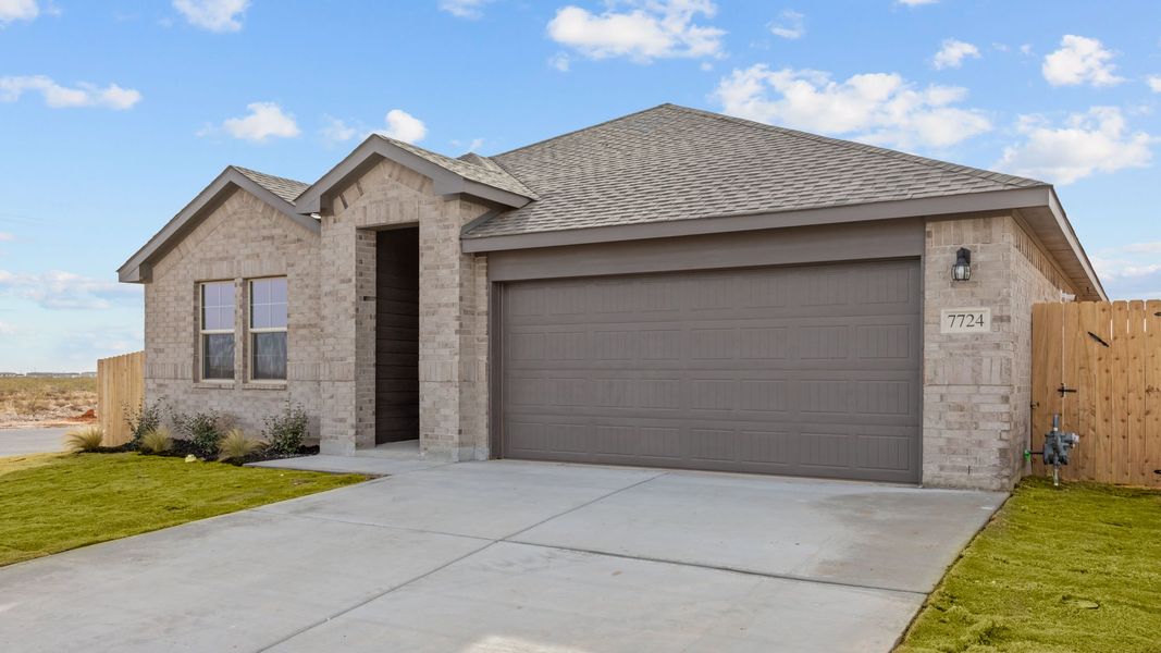 Representative exterior photo of a completed home built from the TEXAS CALI by D.R. Horton in Homestead at Parks Bell Ranch, Odessa, TX (Image 4).