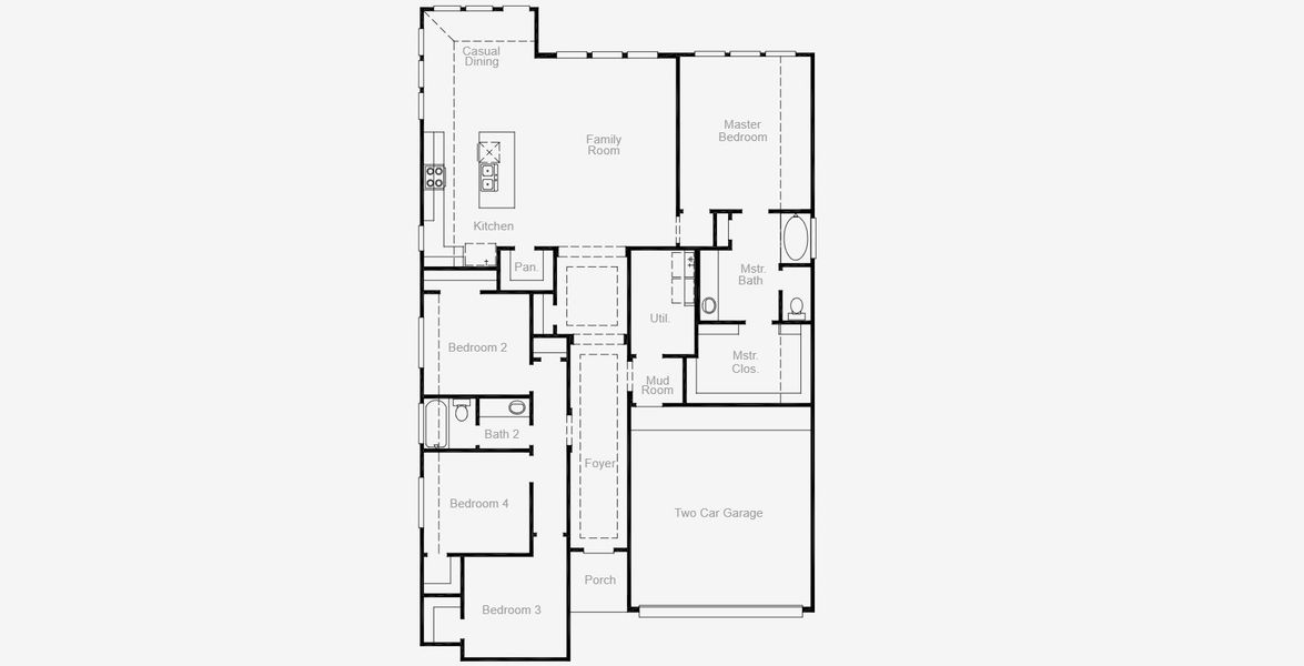 2D floor plan layout for the Lucas  (1883-HV-40) by Coventry Homes in The Trails, New Caney, TX (Image 3).