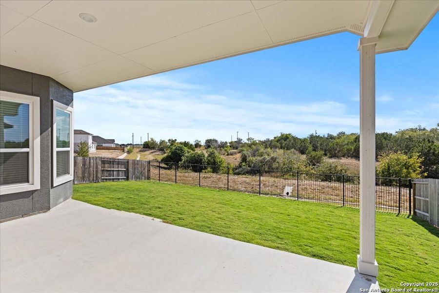 Exterior details and patio area of a home in Village at Three Oaks, Seguin (Image 4). Exterior details and patio area of a home in Village at Three Oaks, Seguin (Image 4).