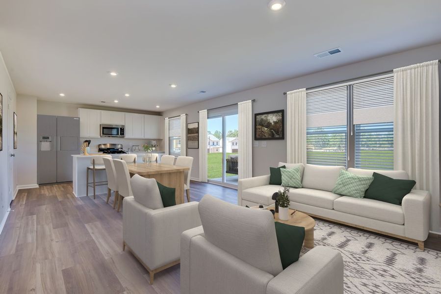 Family Room, Dining Area and Kitchen Family Room, Dining Area and Kitchen