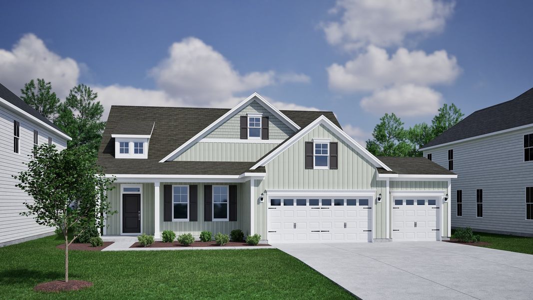 Representative exterior photo of a completed home built from the Cumberland - Vanguard Collection by Mungo Homes in Porter Ridge, Elgin, SC (Image 16).