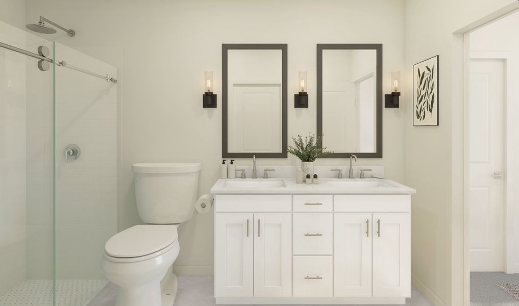 Primary bath with chrome finishes