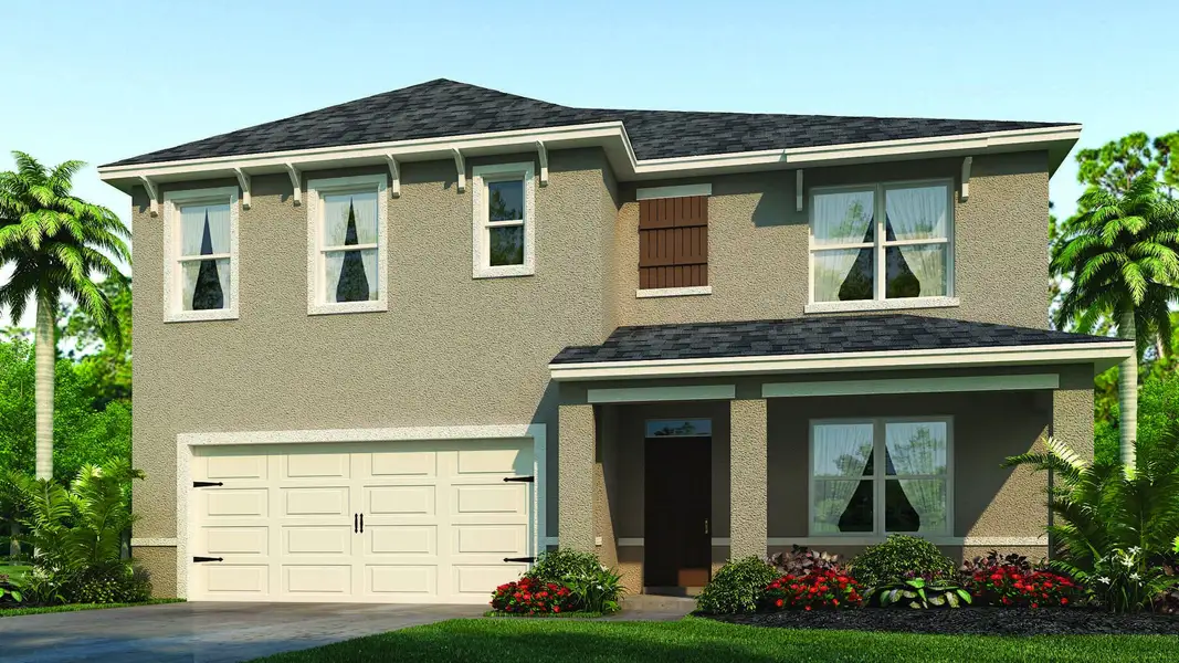 Front exterior of a new home in Campbell Crossing, Port Orange, FL, highlighting curb appeal (Image 2).