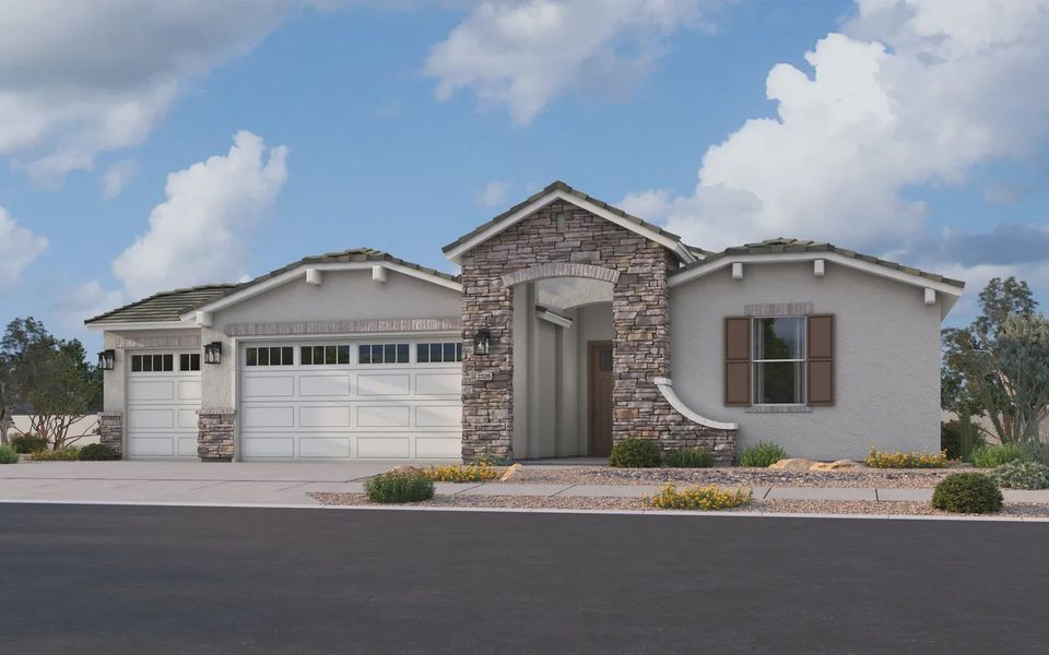 Representative exterior photo of a completed home built from the 2326 by Elliott Homes in Acacia at Santana, Yuma, AZ (Image 25).