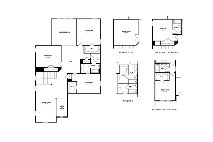 2D floor plan layout for the Elm by DRB Homes in Azalea, Pattison, TX (Image 4).