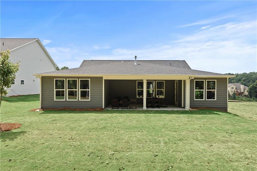 Exterior details and patio area of a home in Watermist at Mirror Lake, Villa Rica (Image 24).