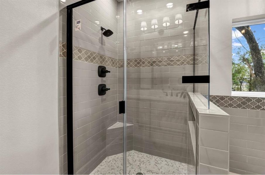 Bathroom with a stall shower