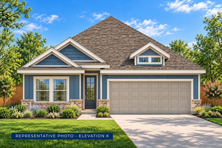 Representative exterior photo of a completed home built from the Adams F by First Texas Homes in Parkside, Denton, TX (Image 12). Representative exterior photo of a completed home built from the Adams F by First Texas Homes in Parkside, Denton, TX (Image 12).