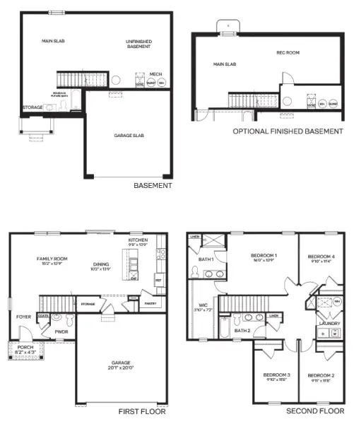 2D floor plan layout for the Deerfield by D.R. Horton in The Ridge at Stone Butte, Phoenix, AZ (Image 6).