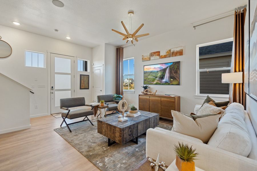Furnished interior view inside a new home in Trailside on Harmony, Timnath (Image 36).