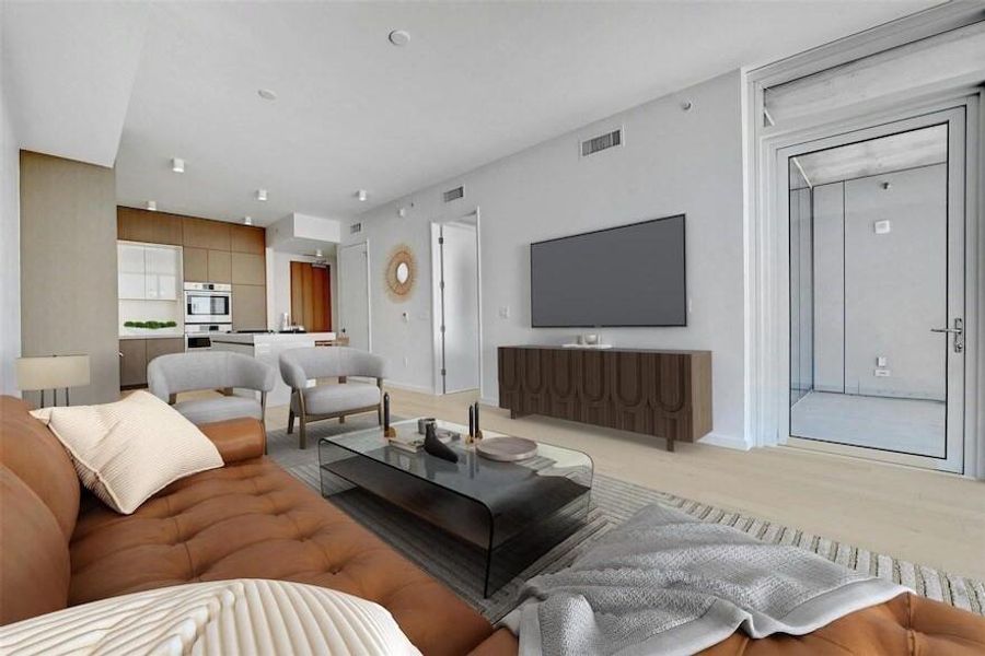 Furnished interior view inside a new home in The Linden Residences, Austin (Image 16).