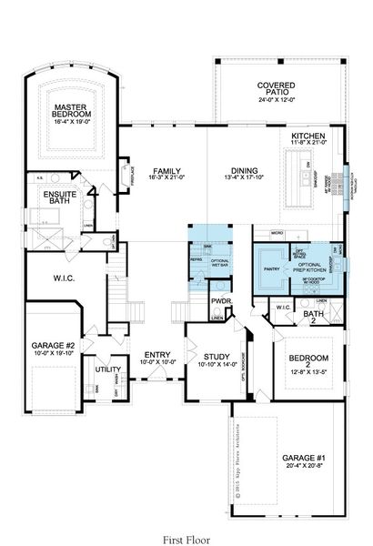 2D floor plan layout for the Augusta by Landon Homes in Fields - Brookside North, Frisco, TX (Image 3). 2D floor plan layout for the Augusta by Landon Homes in Fields - Brookside North, Frisco, TX (Image 3).