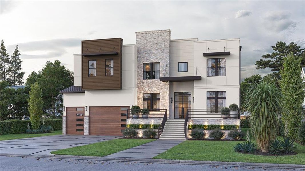 Front exterior of a new home in , Tampa, FL, highlighting curb appeal (Image 1). Front exterior of a new home in , Tampa, FL, highlighting curb appeal (Image 1).