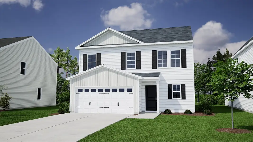 Front exterior of a new home in Mayfair Village, Spartanburg, SC, highlighting curb appeal (Image 1). Front exterior of a new home in Mayfair Village, Spartanburg, SC, highlighting curb appeal (Image 1).