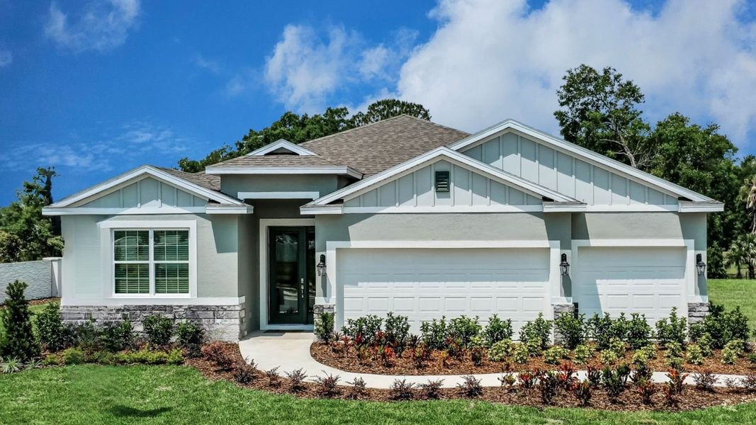 Representative exterior photo of a completed home built from the Destin by D.R. Horton in Kindred, Kissimmee, FL (Image 1). Representative exterior photo of a completed home built from the Destin by D.R. Horton in Kindred, Kissimmee, FL (Image 1).