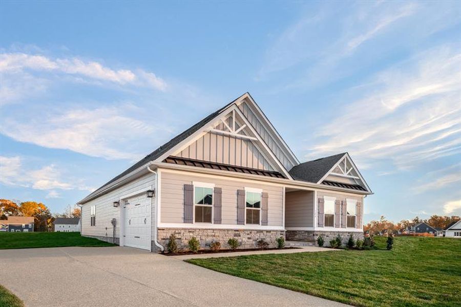 Representative exterior photo of a completed home built from the Palladio Ranch by Ryan Homes in Albemarle, Hertford, NC (Image 2).