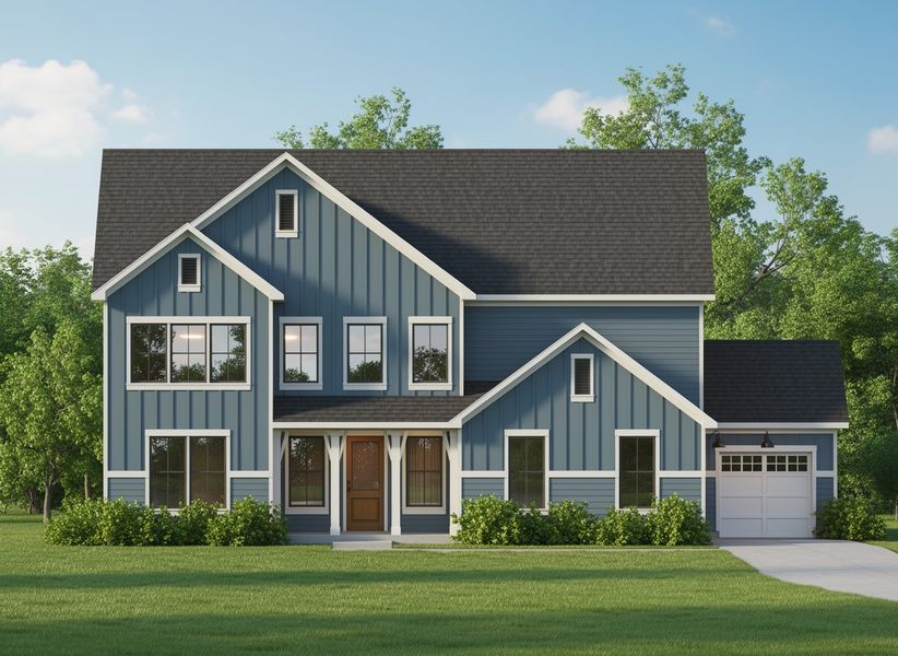 Representative exterior photo of a completed home built from the Harper by Acrew Homes in Farmstead, Winterville, NC (Image 2). Representative exterior photo of a completed home built from the Harper by Acrew Homes in Farmstead, Winterville, NC (Image 2).