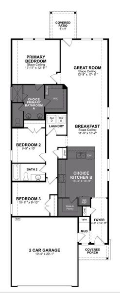 2D floor plan layout of this home in Veranda, San Antonio, TX (Image 2).
