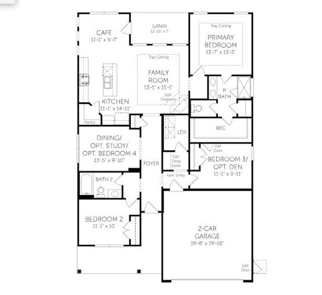 2D floor plan layout for the Harmony - Single Family Homes by Dream Finders Homes in Briargate, Fountain Inn, SC (Image 2). 2D floor plan layout for the Harmony - Single Family Homes by Dream Finders Homes in Briargate, Fountain Inn, SC (Image 2).