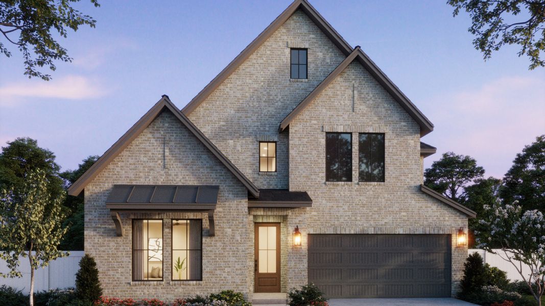 Representative exterior photo of a completed home built from the Sophie by Normandy Homes in Painted Tree - Woodland West, McKinney, TX (Image 2). Representative exterior photo of a completed home built from the Sophie by Normandy Homes in Painted Tree - Woodland West, McKinney, TX (Image 2).