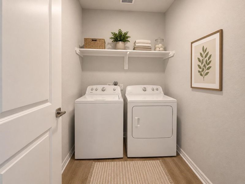 Spacious laundry room. Virtual staging for reference only to showcase the floor plan potential. Spacious laundry room. Virtual staging for reference only to showcase the floor plan potential.