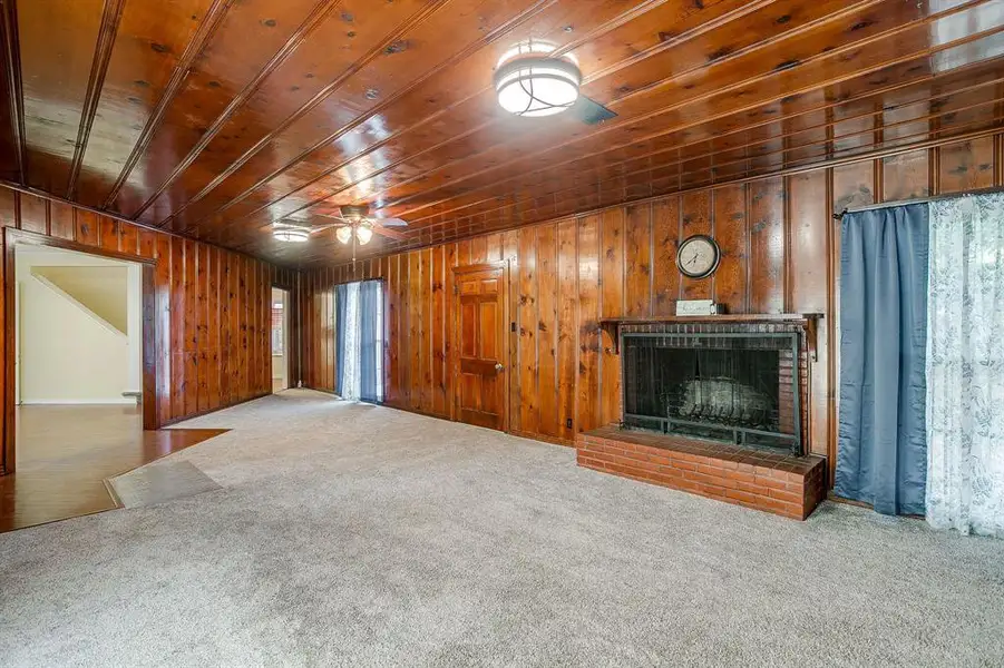 Wood burning fireplace with a raised hearth Wood burning fireplace with a raised hearth