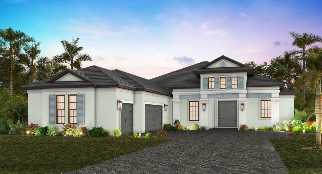 Representative exterior photo of a completed home built from the Pebble Beach by Neal Signature Homes in Tideline, Bradenton, FL (Image 6).