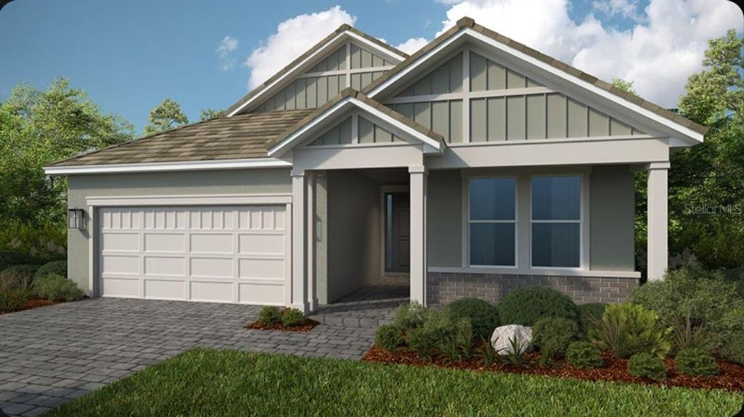 Front exterior of a new home in Skye Ranch Community Group Page, Sarasota, FL, highlighting curb appeal (Image 1). Front exterior of a new home in Skye Ranch Community Group Page, Sarasota, FL, highlighting curb appeal (Image 1).