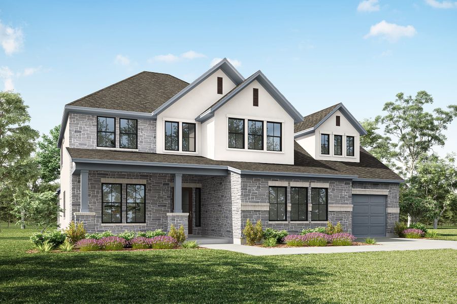 Representative exterior photo of a completed home built from the Zenith by Tri Pointe Homes in Noven, Leander, TX (Image 6). Representative exterior photo of a completed home built from the Zenith by Tri Pointe Homes in Noven, Leander, TX (Image 6).