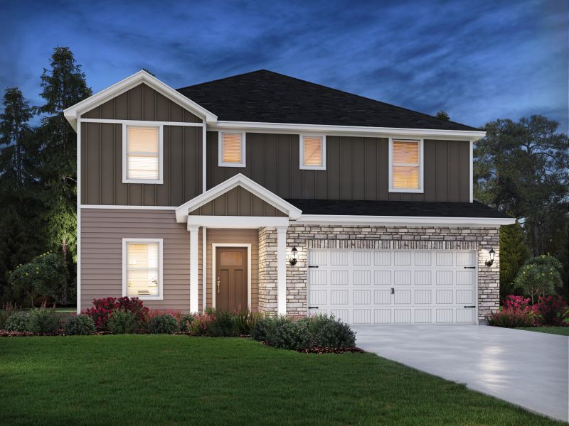 Front exterior of a new home in Oakwood, Mebane, NC, highlighting curb appeal (Image 16).