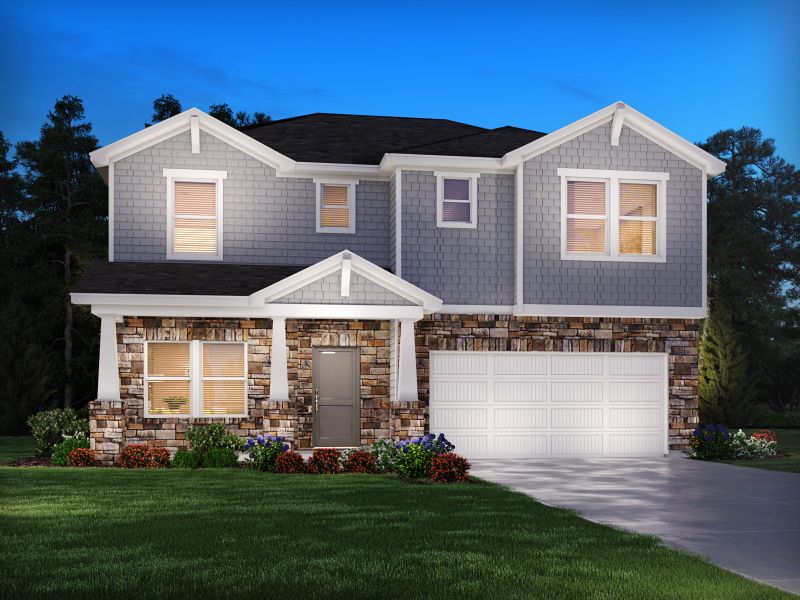 Representative exterior photo of a completed home built from the Cottonwood by Meritage Homes in Riverwood Farm, Piedmont, SC (Image 5). Representative exterior photo of a completed home built from the Cottonwood by Meritage Homes in Riverwood Farm, Piedmont, SC (Image 5).