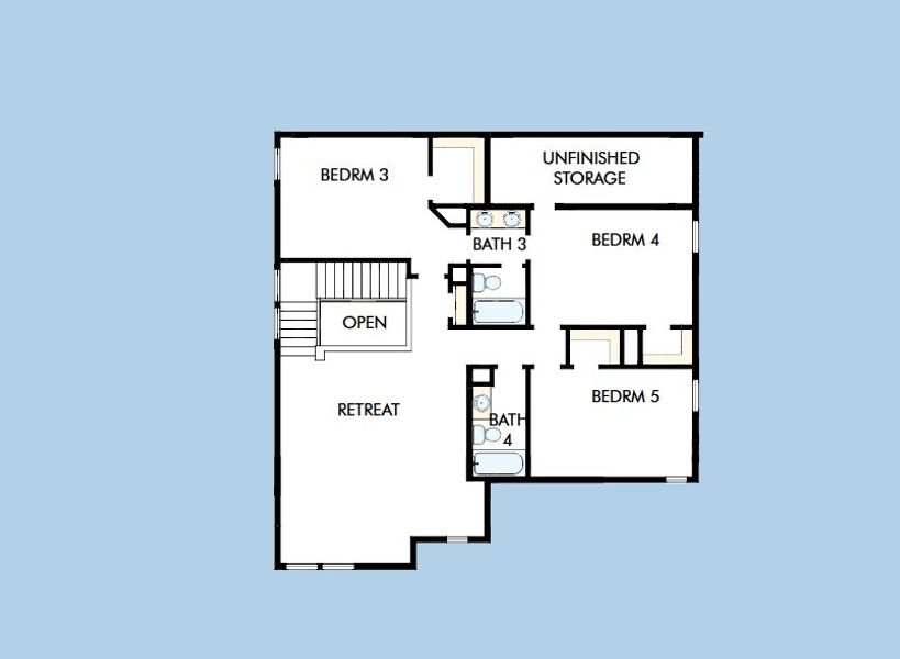 2D floor plan layout for the The Remi by David Weekley Homes in Furst Ranch, Bartonville, TX (Image 4).