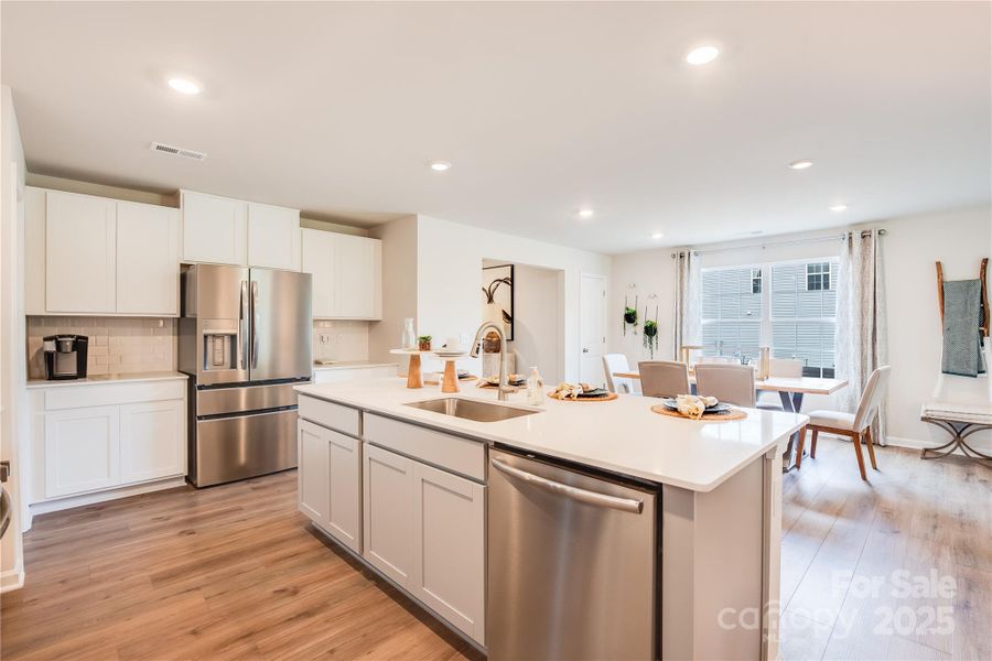 Island area with single bowl sink