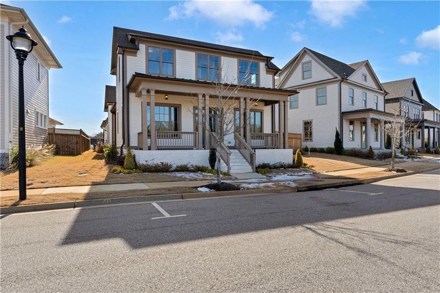 Front exterior of a new home in Eastmore, Conyers, GA, highlighting curb appeal (Image 29).