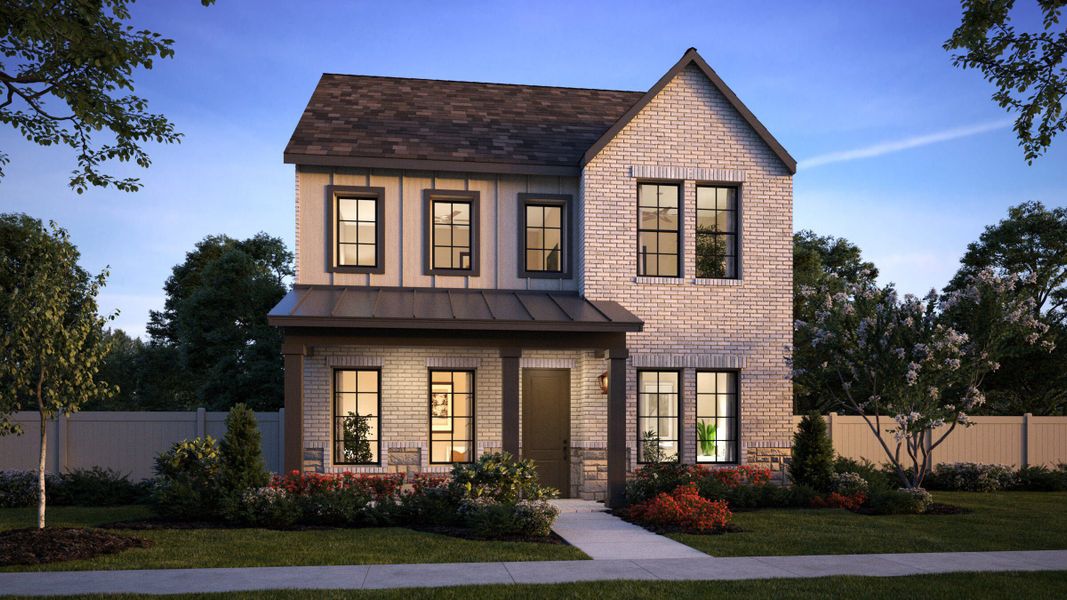 Representative exterior photo of a completed home built from the Valente by Normandy Homes in Hazelwood 40' Series, Frisco, TX (Image 18). Representative exterior photo of a completed home built from the Valente by Normandy Homes in Hazelwood 40' Series, Frisco, TX (Image 18).