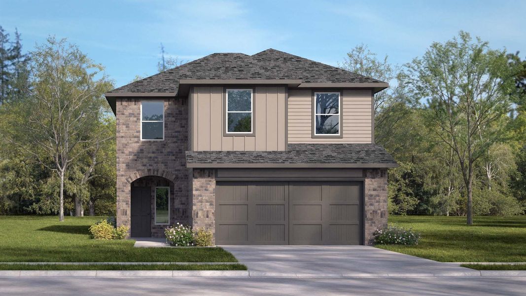 Representative exterior photo of a completed home built from the Sally - X30S by D.R. Horton in August Trails, Needville, TX (Image 1). Representative exterior photo of a completed home built from the Sally - X30S by D.R. Horton in August Trails, Needville, TX (Image 1).