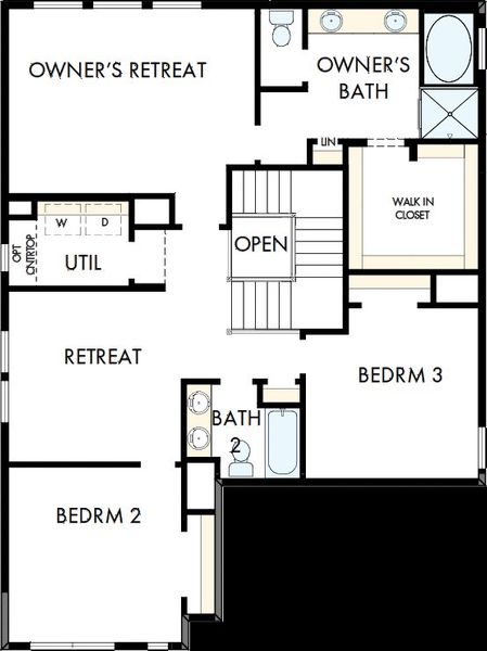 2D floor plan layout of this home in Double Creek Crossing, Round Rock, TX (Image 3).