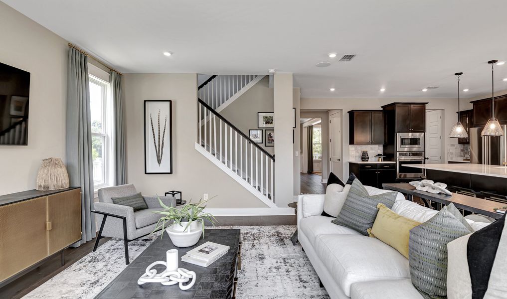 Great room overlooking kitchen