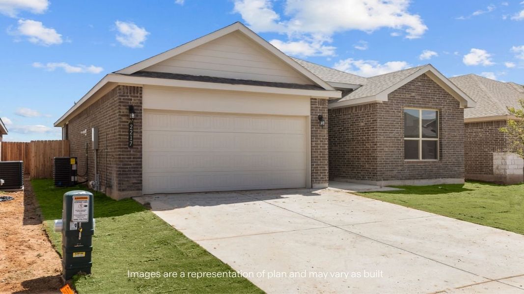 Front exterior of a new home in Allen Farms, Lubbock, TX, highlighting curb appeal (Image 13).