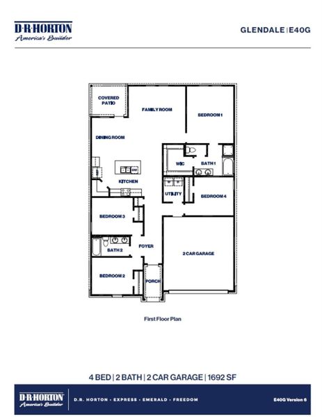 2D floor plan layout of this home in Newport Pointe, Crosby, TX (Image 3).