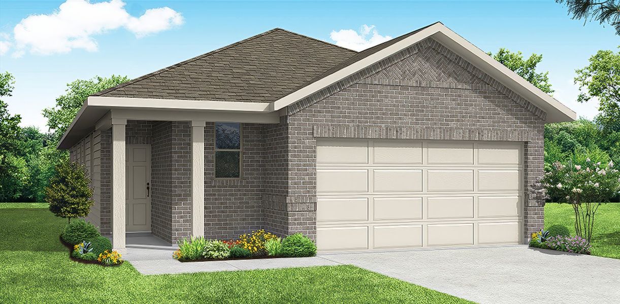Representative exterior photo of a completed home built from the Cottonwood by Impression Homes in Creekside Ranch, Blue Ridge, TX (Image 2). Representative exterior photo of a completed home built from the Cottonwood by Impression Homes in Creekside Ranch, Blue Ridge, TX (Image 2).