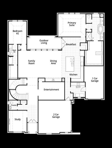 2D floor plan layout of this home in Furst Ranch, Flower Mound, TX (Image 4).