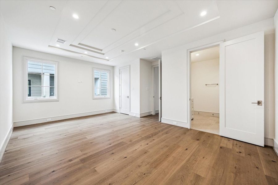 The fourth floor bedroom is also the perfect spot to install your home theater. The multi-stepped recessed ceiling gives the perfect drama, and it's wired for surround sound. Just outside the room is an AV room perfect for all your entertainment equipment.