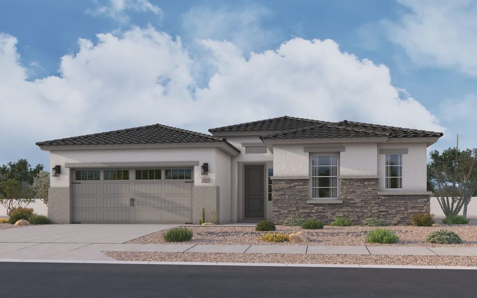 Representative exterior photo of a completed home built from the Crystal by Elliott Homes in Forté at Granite Vista, Waddell, AZ (Image 2).