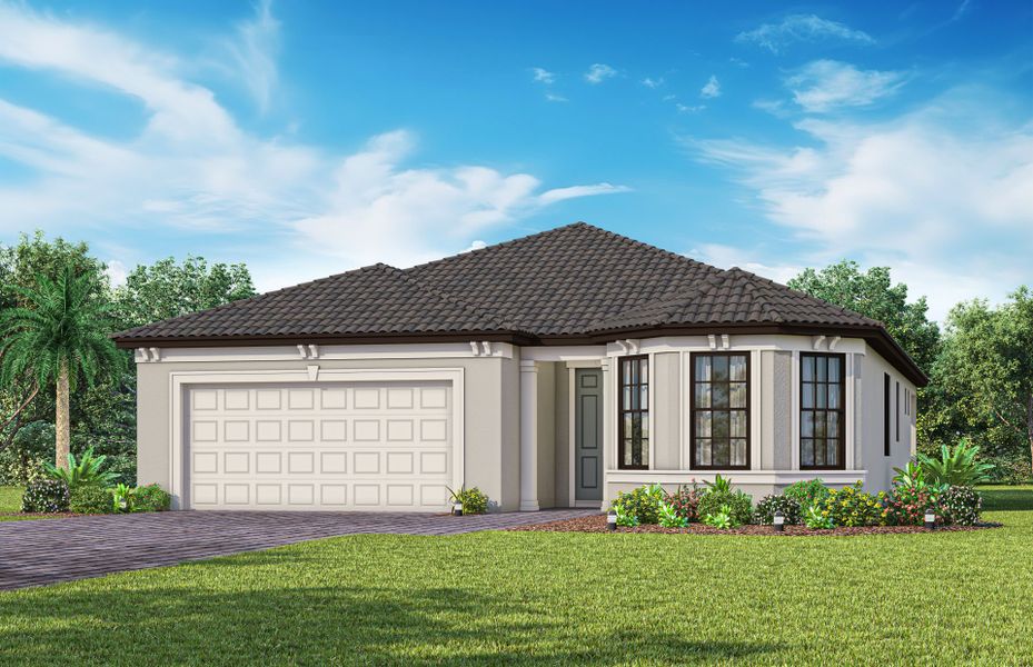 Representative exterior photo of a completed home built from the Prosperity by Del Webb in Del Webb Naples, Ave Maria, FL (Image 21). Representative exterior photo of a completed home built from the Prosperity by Del Webb in Del Webb Naples, Ave Maria, FL (Image 21).