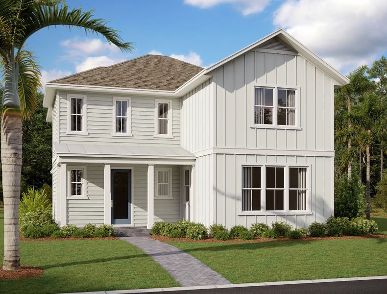 Representative exterior photo of a completed home built from the Anderson by Ashton Woods in Weslyn Park Single Family, St. Cloud, FL (Image 14).
