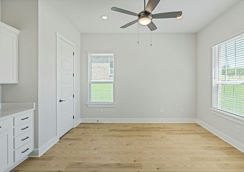 The flex room has large windows and lots of storage. The flex room has large windows and lots of storage.